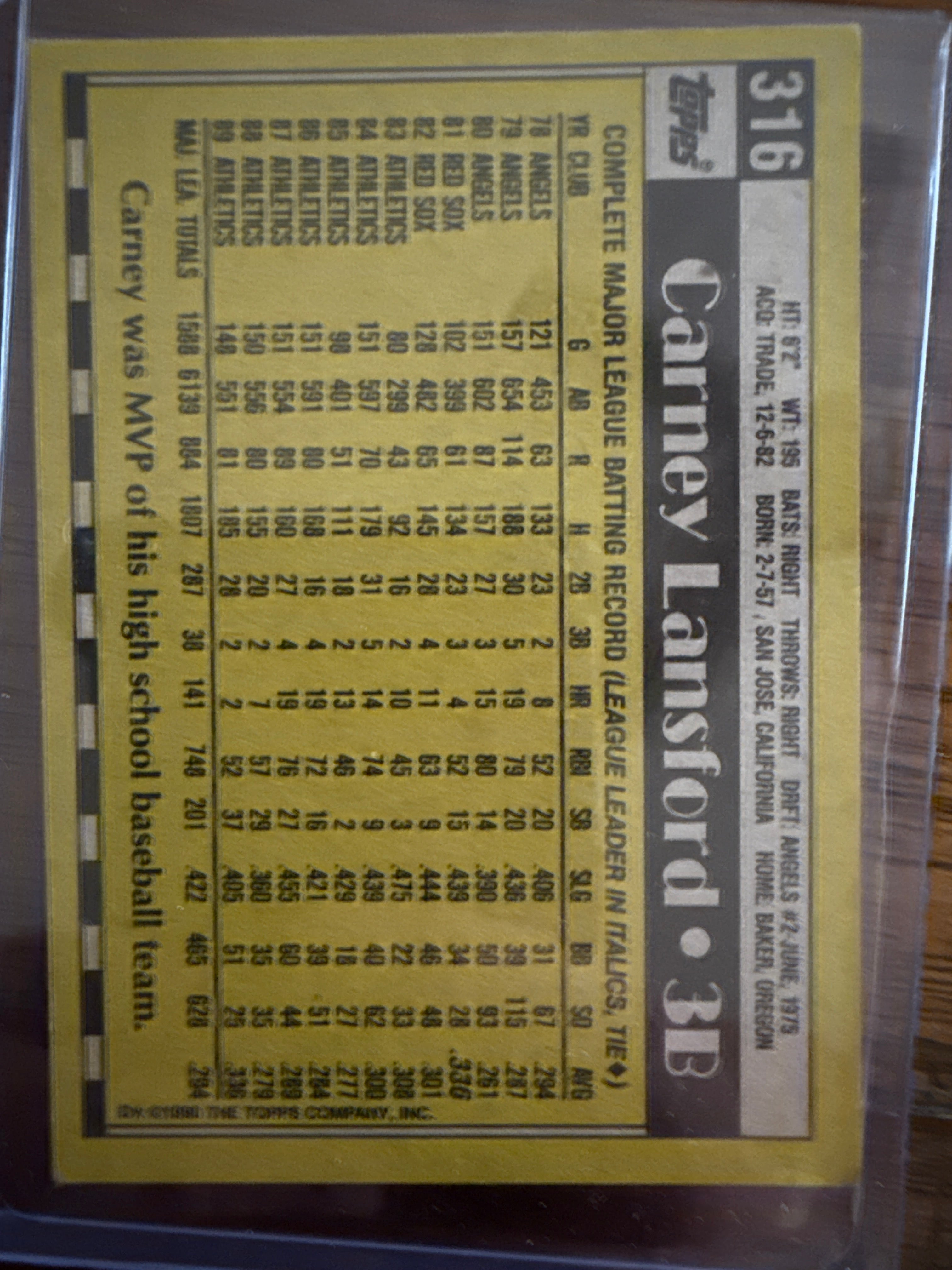 Topps Vintage Baseball Carney Lansford