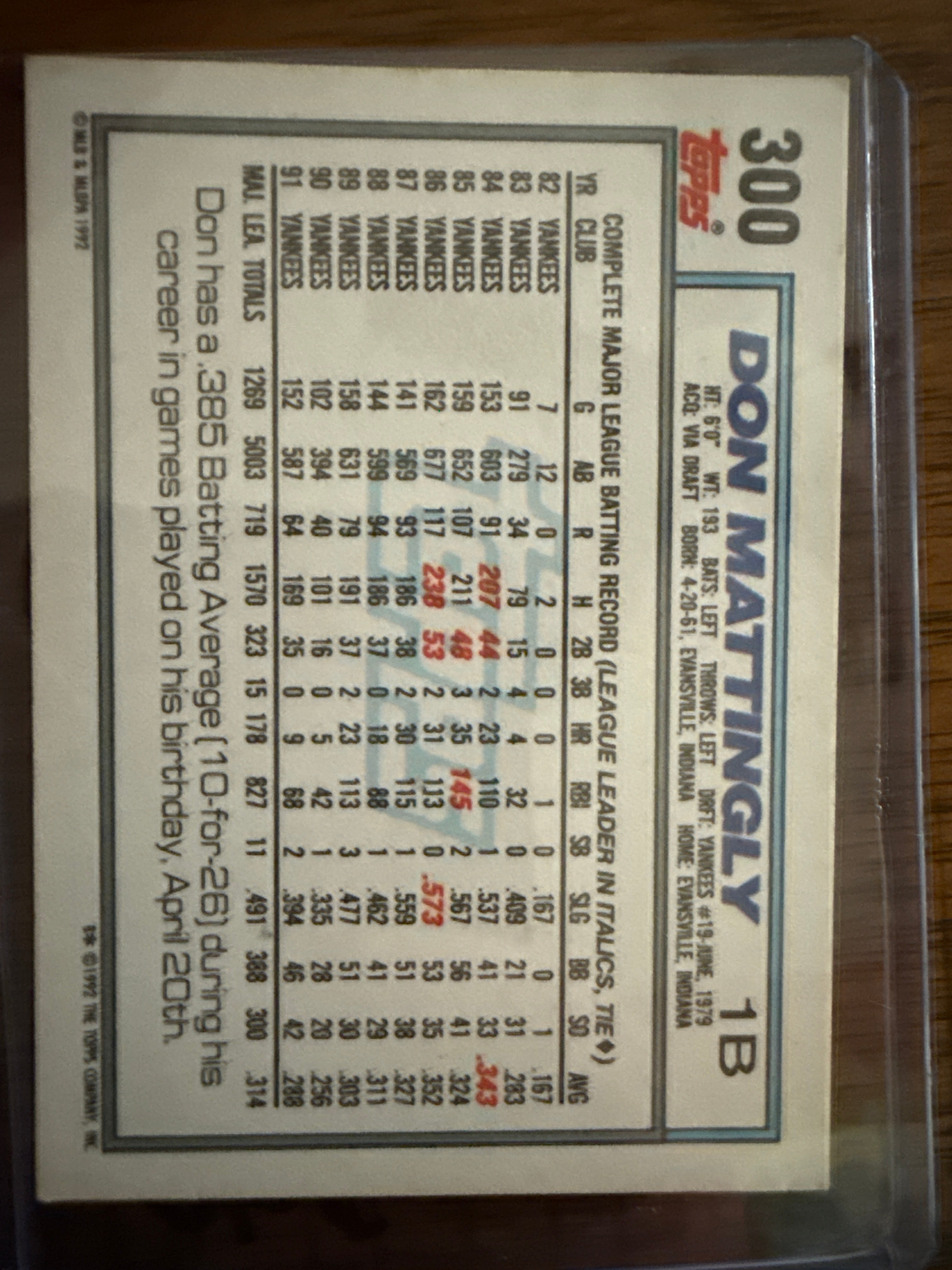 Topps Vintage Card Don Mattingly