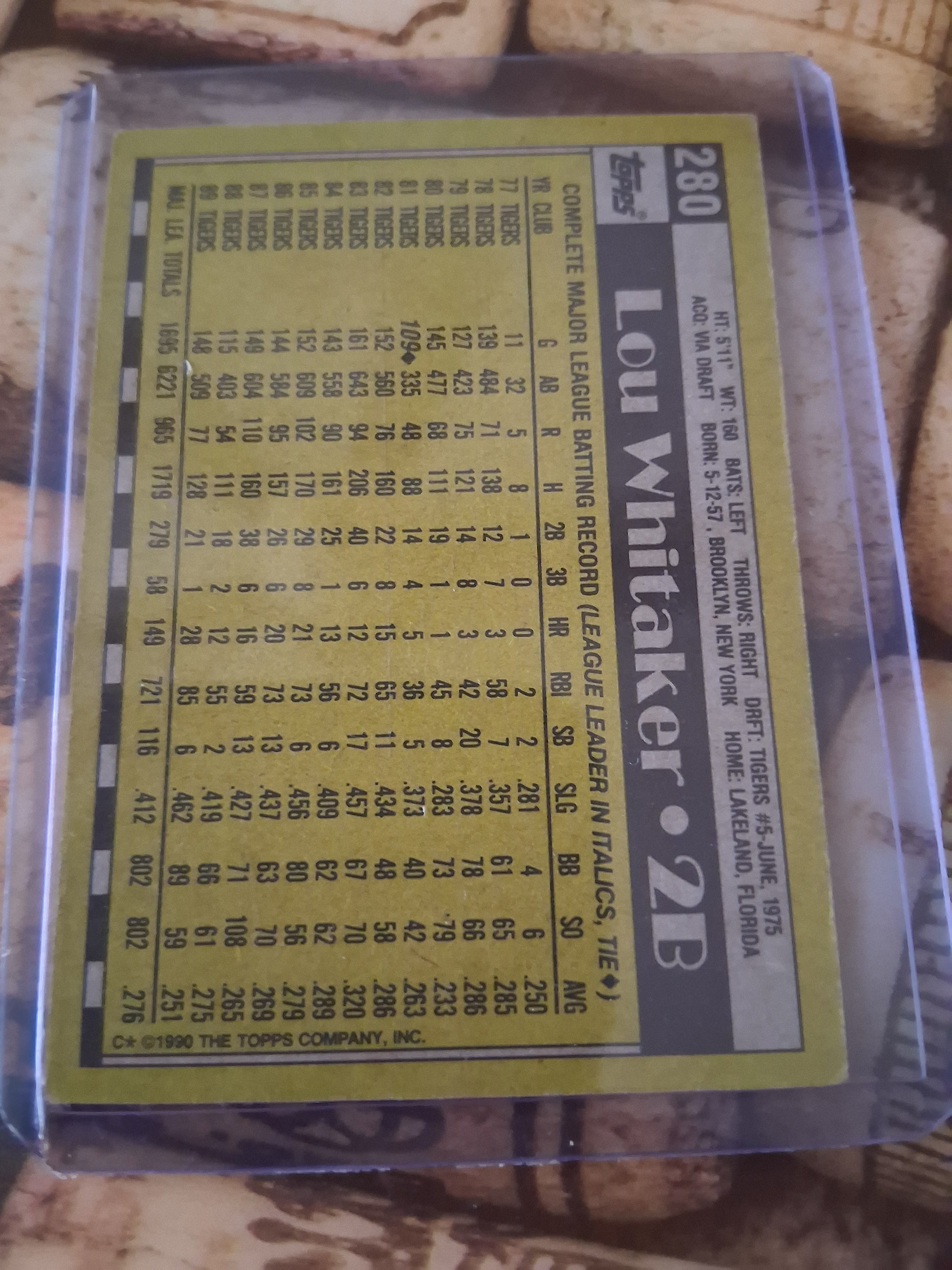 Topps vintage baseball card Lou Whitaker